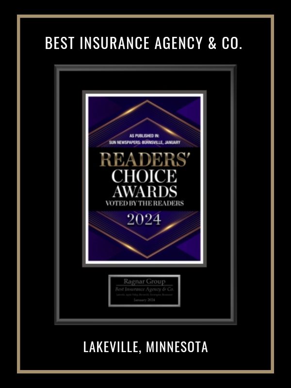 2024 Best Insurance Agency & Co Lakeville Reader's Choice Award Ragnar Group